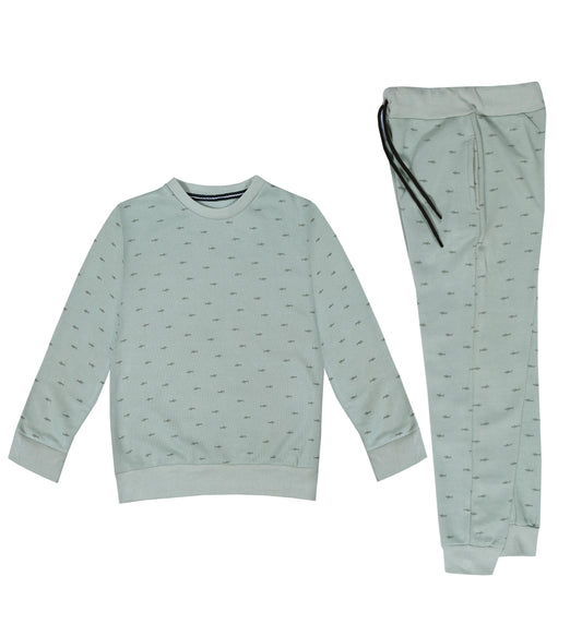 SEA-GREEN FISHIE PRINT UNISEX TRACKSUIT