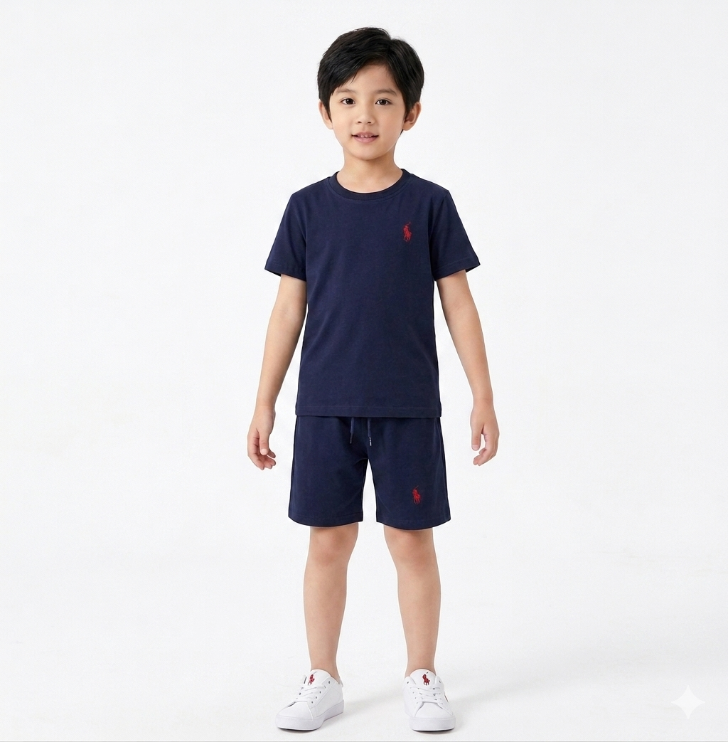 NAVY POLO WITH EMBROIDED LOGO TRACKSUIT