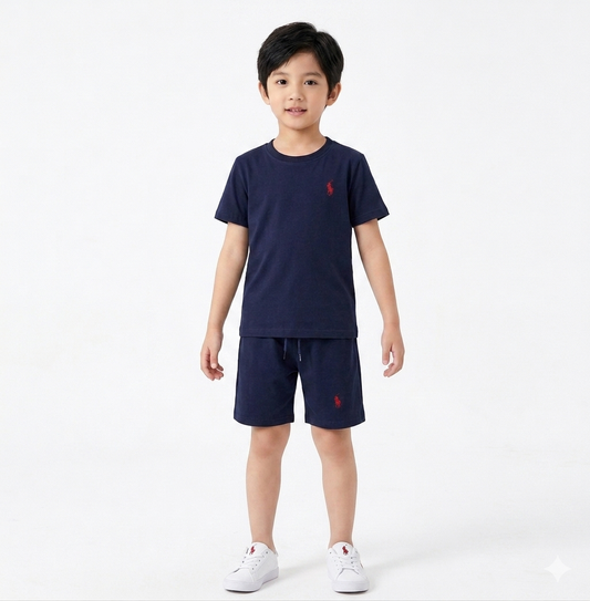 NAVY POLO WITH EMBROIDED LOGO TRACKSUIT