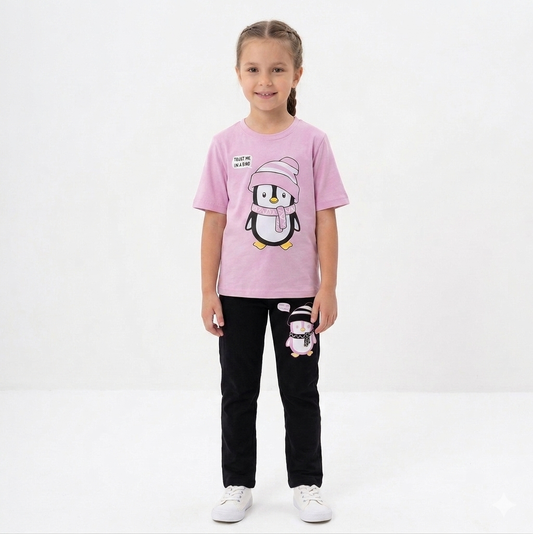 PINK PENGUIN GIRLS T-SHIRT WITH TROUSER (W-3010)