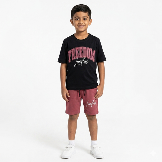 FREEDOM PRINT T-SHIRT WITH SHORTS (W-3018)