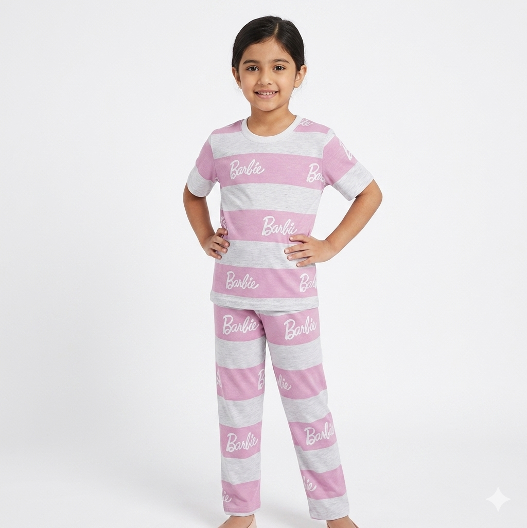 BARBIE ALLOVER T-SHIRT WITH TROUSER (W-3003)