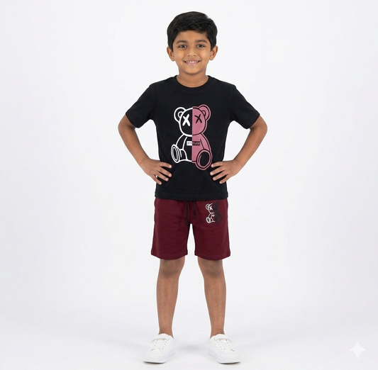 ATTITUDE PRINT T-SHIRT WITH SHORTS (W-3016)