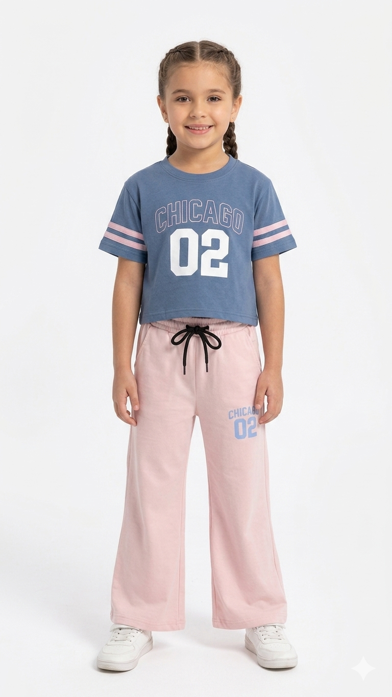 M-B GIRLS GREY\PINK CHICAGO TRACKSUIT