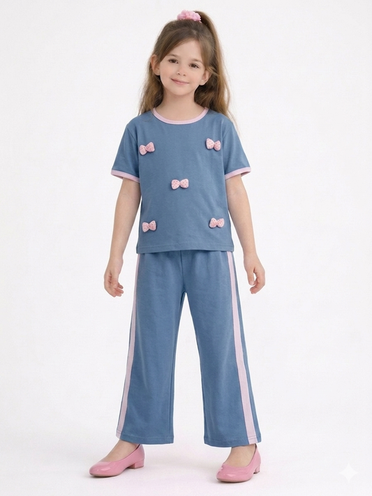 M-B BLUE PINK BOW TRACKSUIT