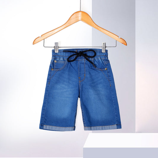 MNG Denim Stretchable Unisex steel-Blue Shorts (IF-213)