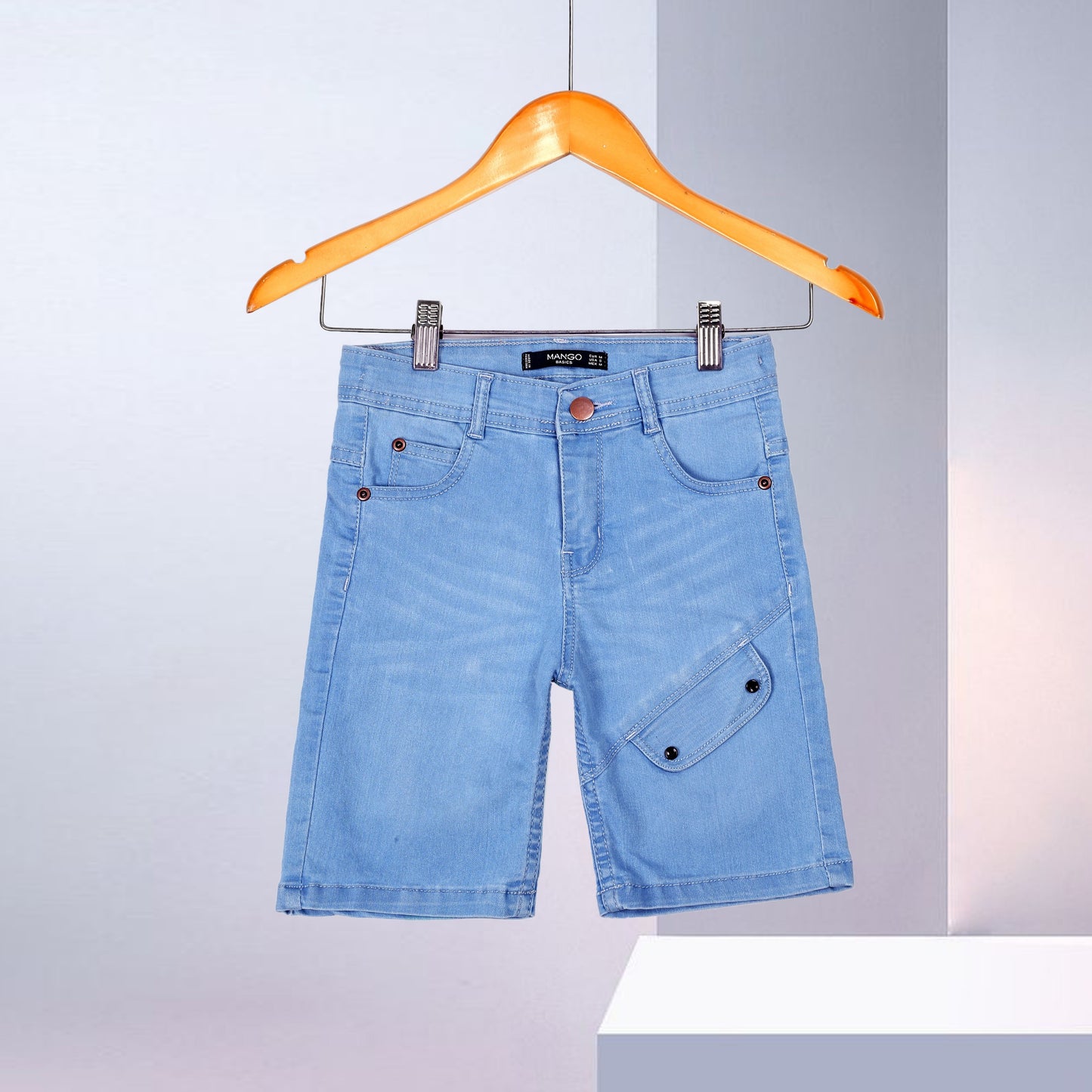 MNG Denim Stretchable Unisex Ice-Blue Shorts (IF-211)