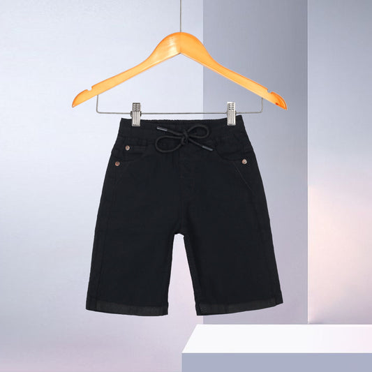 MNG Denim Stretchable Unisex Black Shorts (IF-210)