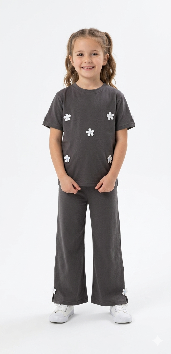 M-B DARK GREY WHITE FLOWER TARCKSUIT
