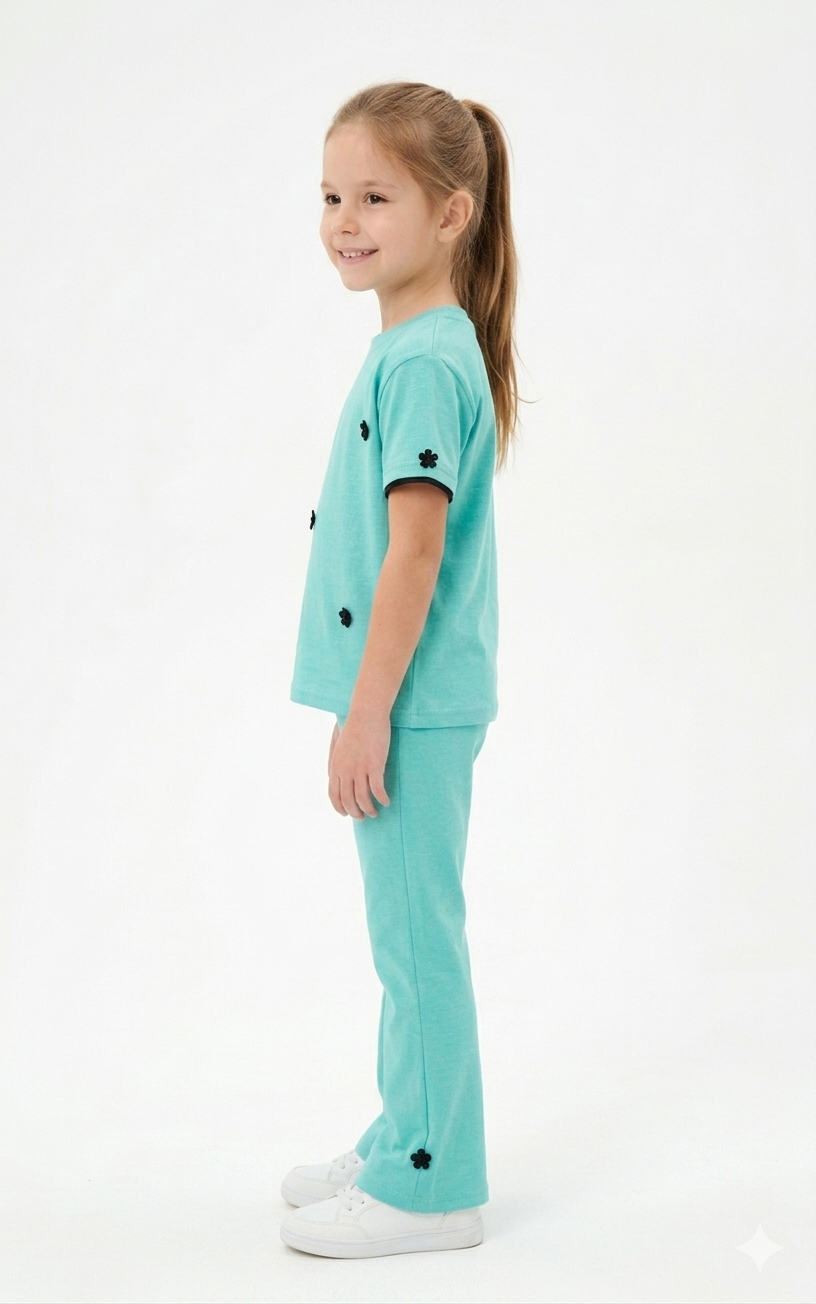 M-B AQUA BLUE WITH BLACK FLOWER TRACKSUIT