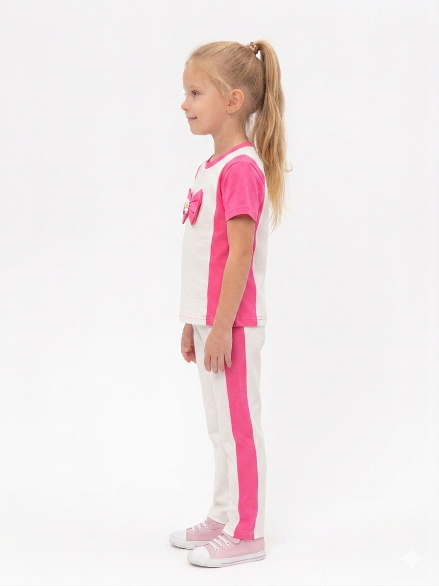 M-B NEON PINK&WHITE FRONT BOW TRACKSUIT