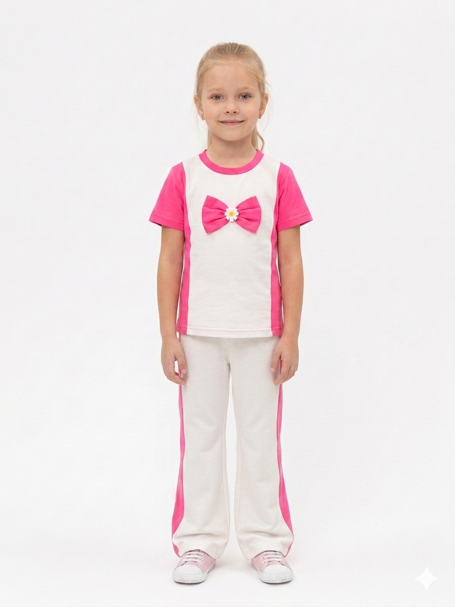 M-B NEON PINK&WHITE FRONT BOW TRACKSUIT