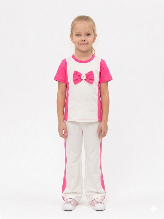 M-B NEON PINK&WHITE FRONT BOW TRACKSUIT