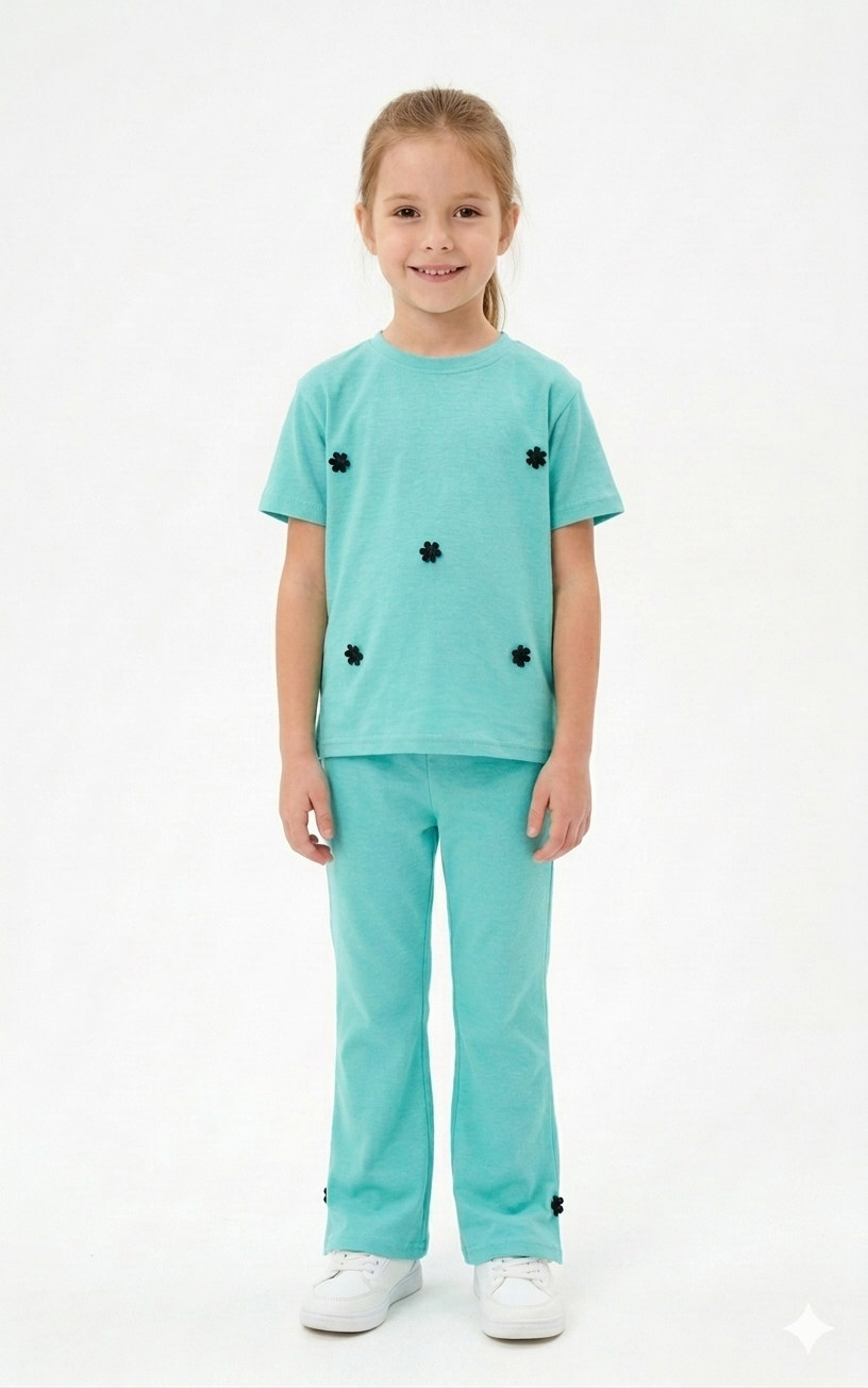 M-B AQUA BLUE WITH BLACK FLOWER TRACKSUIT