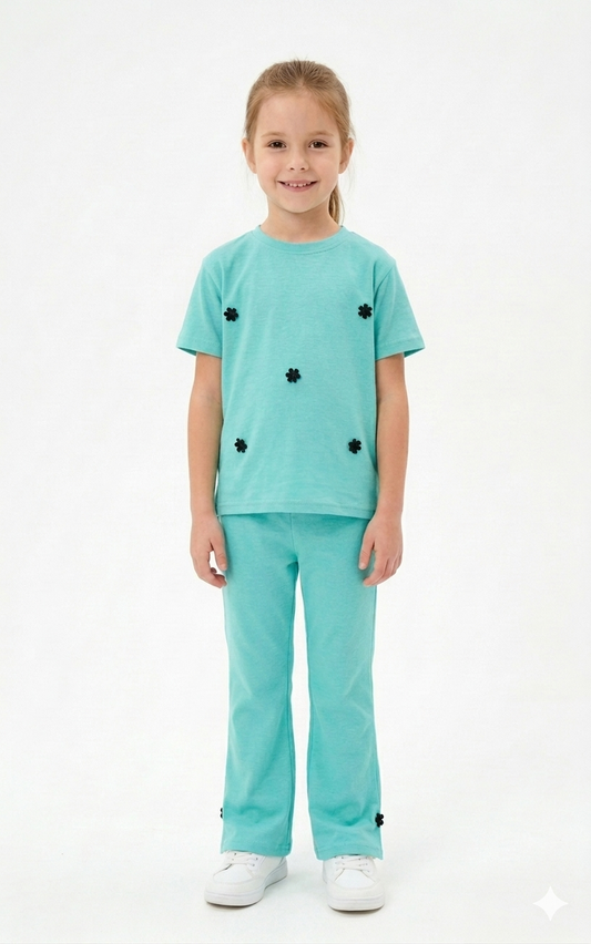 M-B AQUA BLUE WITH BLACK FLOWER TRACKSUIT