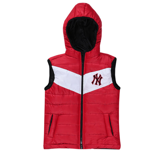 NEWYORK RED WITH HOOD SLEEVELESS UNISEX (NJ 905)